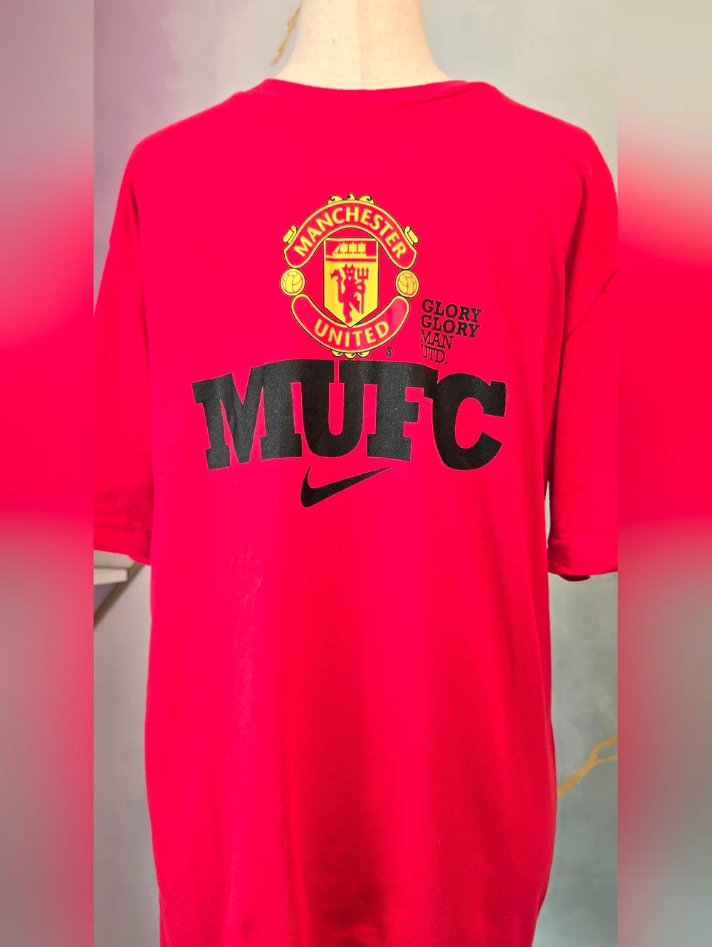 Nike Manchester United MUFC Red Graphic Glory Tee 100% Organic Cotton L